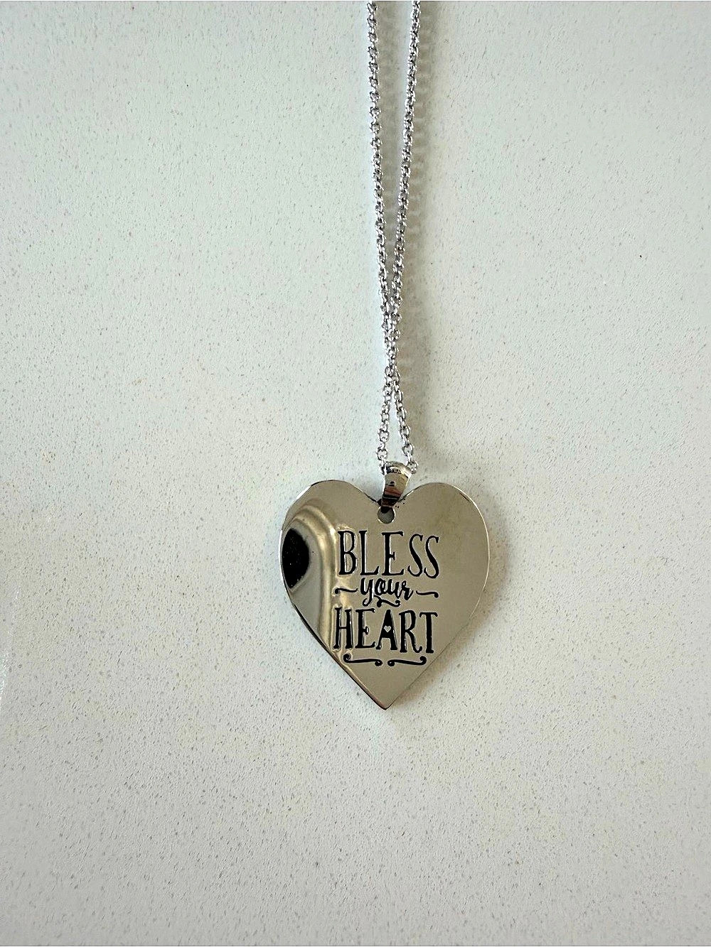 Paula Deen Bless Your Heart Pendant Necklace Silver